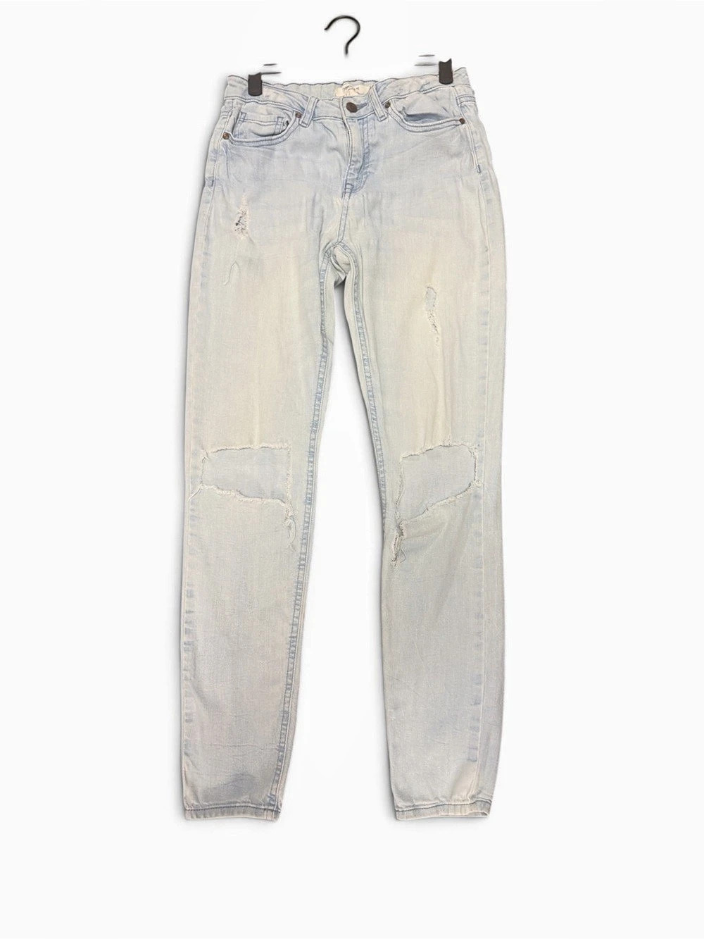 Forever 21 Denim Distressed Skinny Jeans in Blue Waist 27